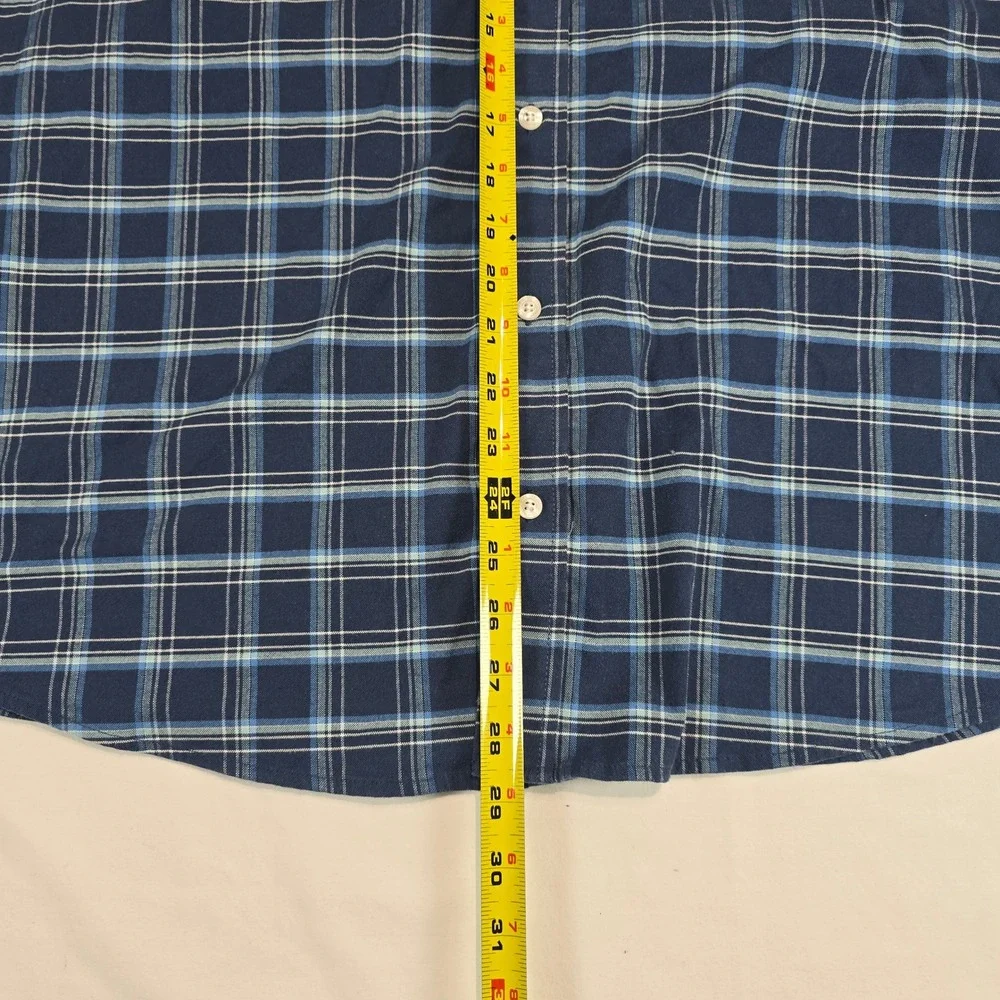 LL‎ Bean Mens Traditional Fit Blue Plaid Long Sleeve Button Down Shirt Large
